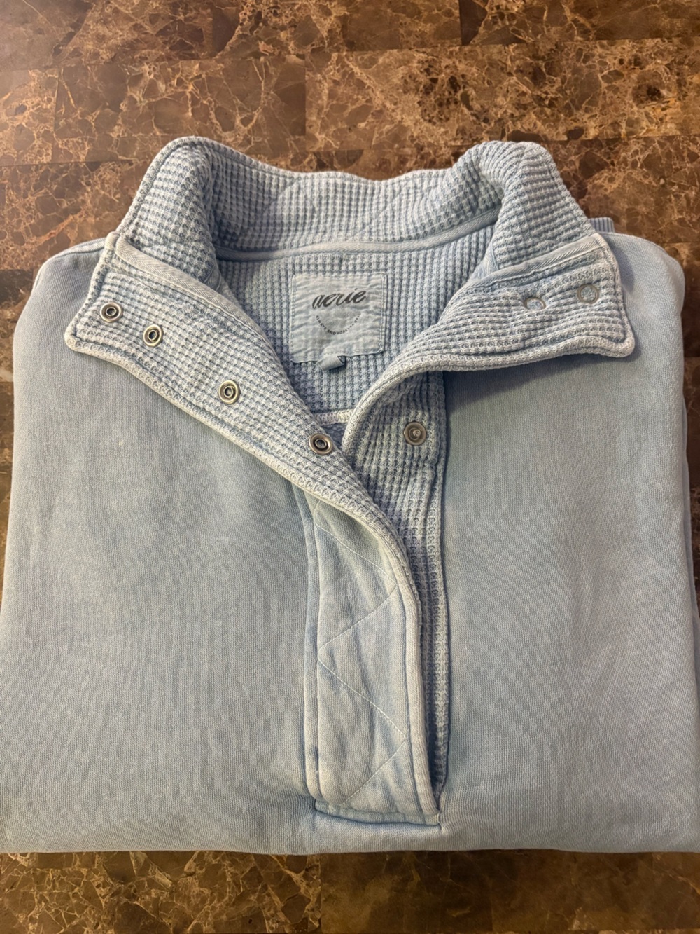 aerie Pastel Blue Waffle Snap Front Sweatshirt